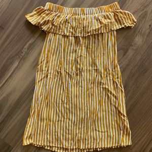 Yellow white striped swim cover up